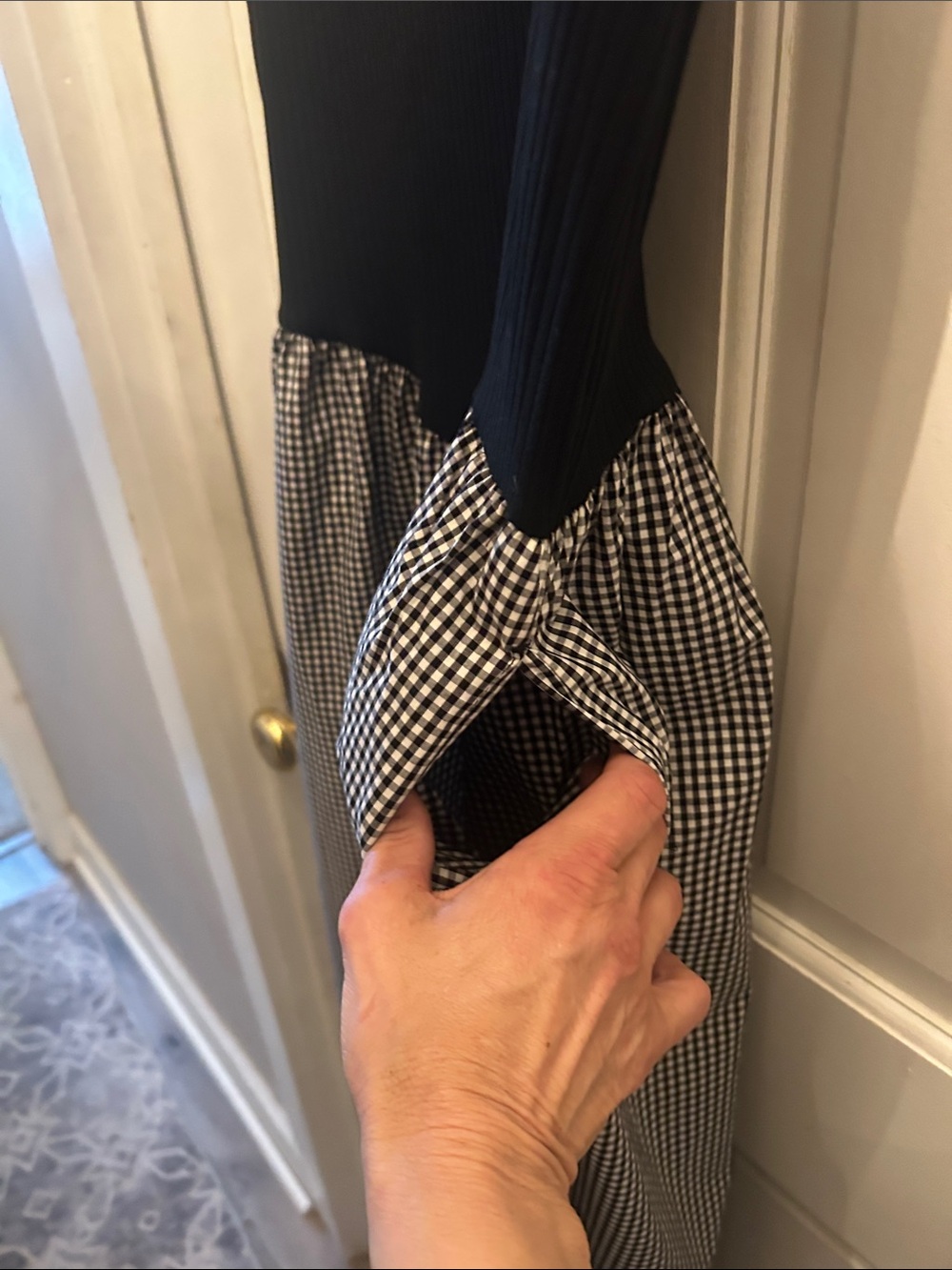 a new day NWT Women’s Black Tank Top with Black-and-White Gingham Midi Dress - Picture 2 of 8